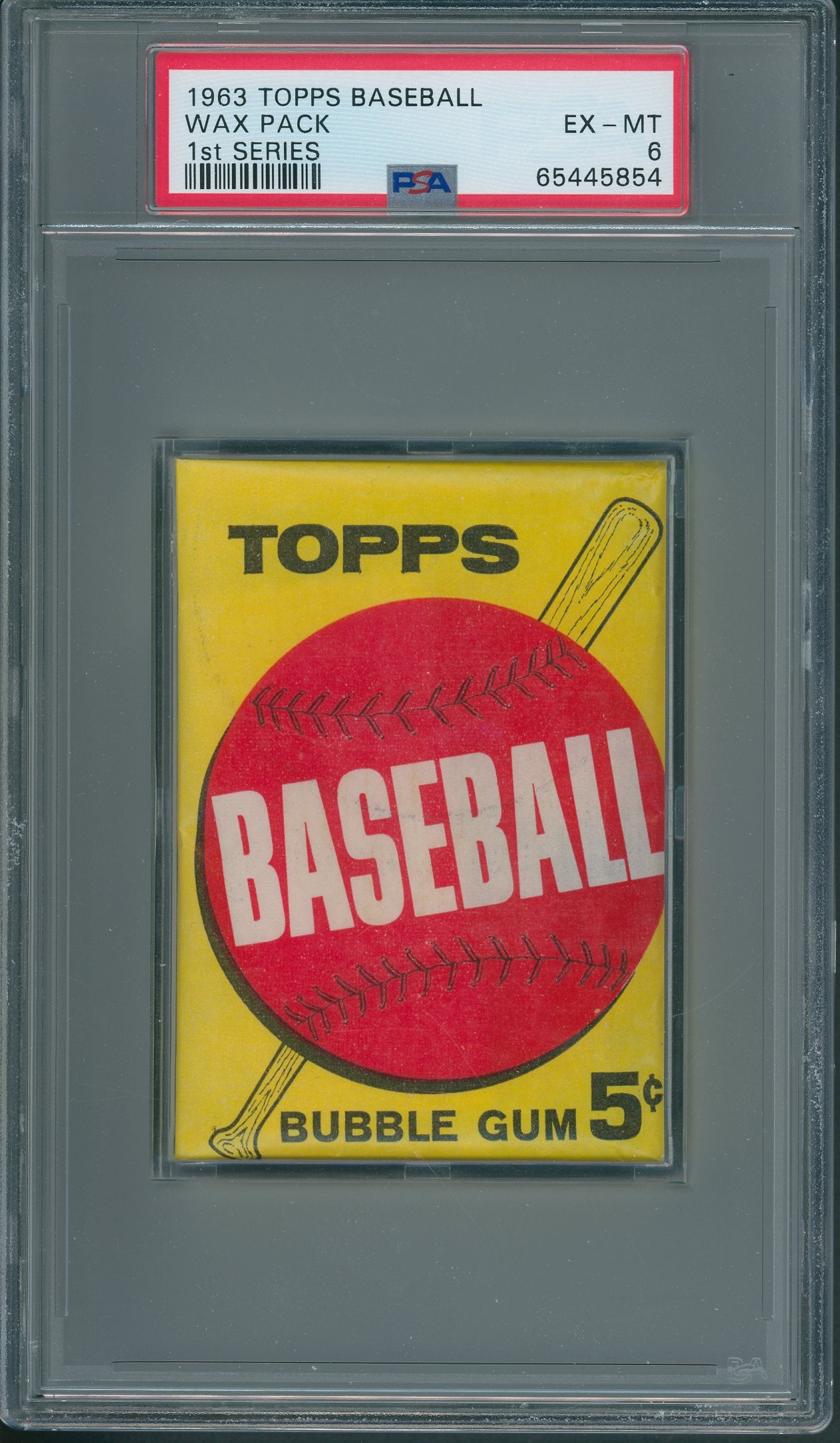 1963 Topps Baseball Unopened 1st Series Wax Pack PSA 6 *5854