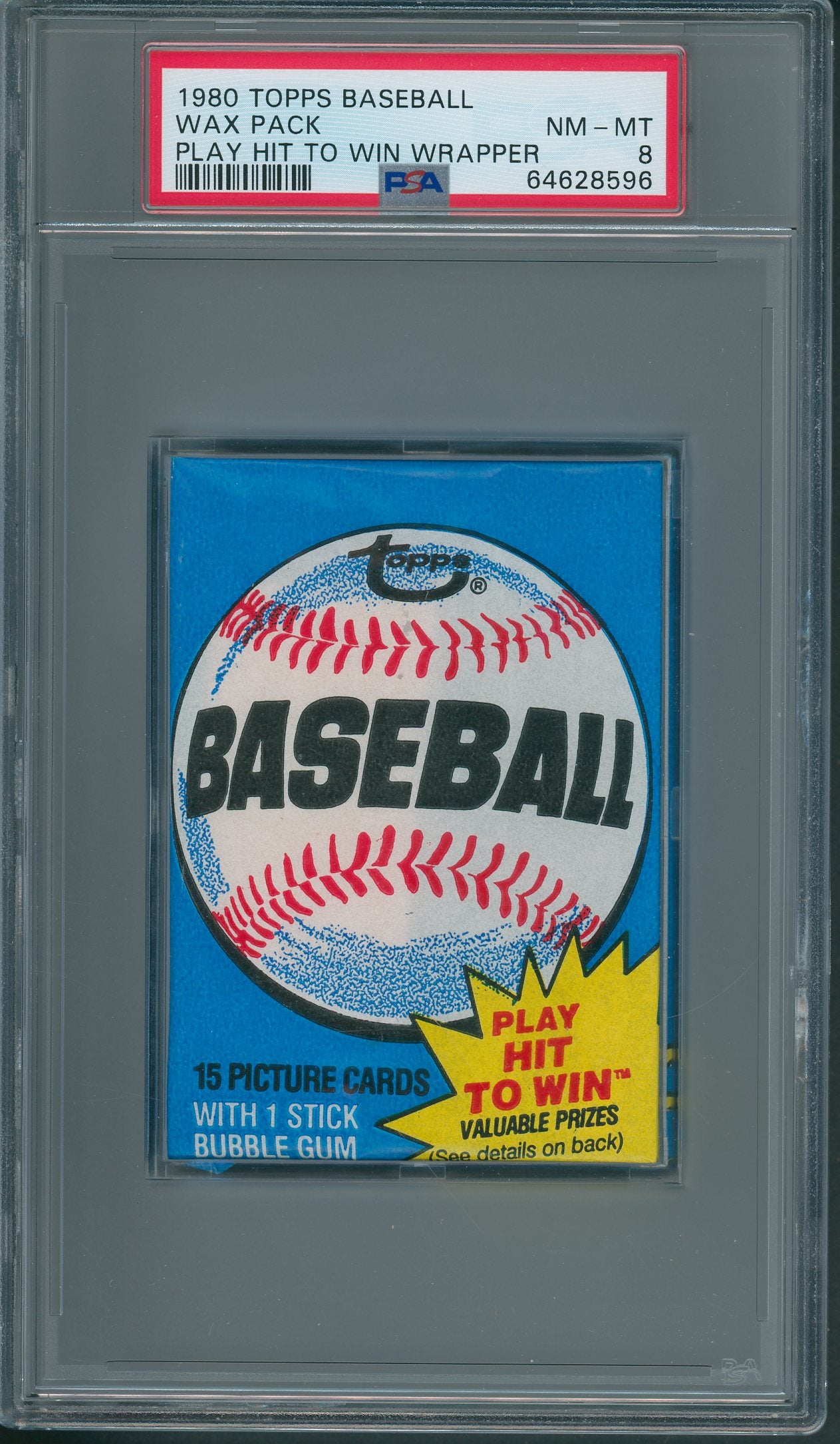 1980 Topps Baseball Unopened Wax Pack PSA 8 (Play Hit To Win)