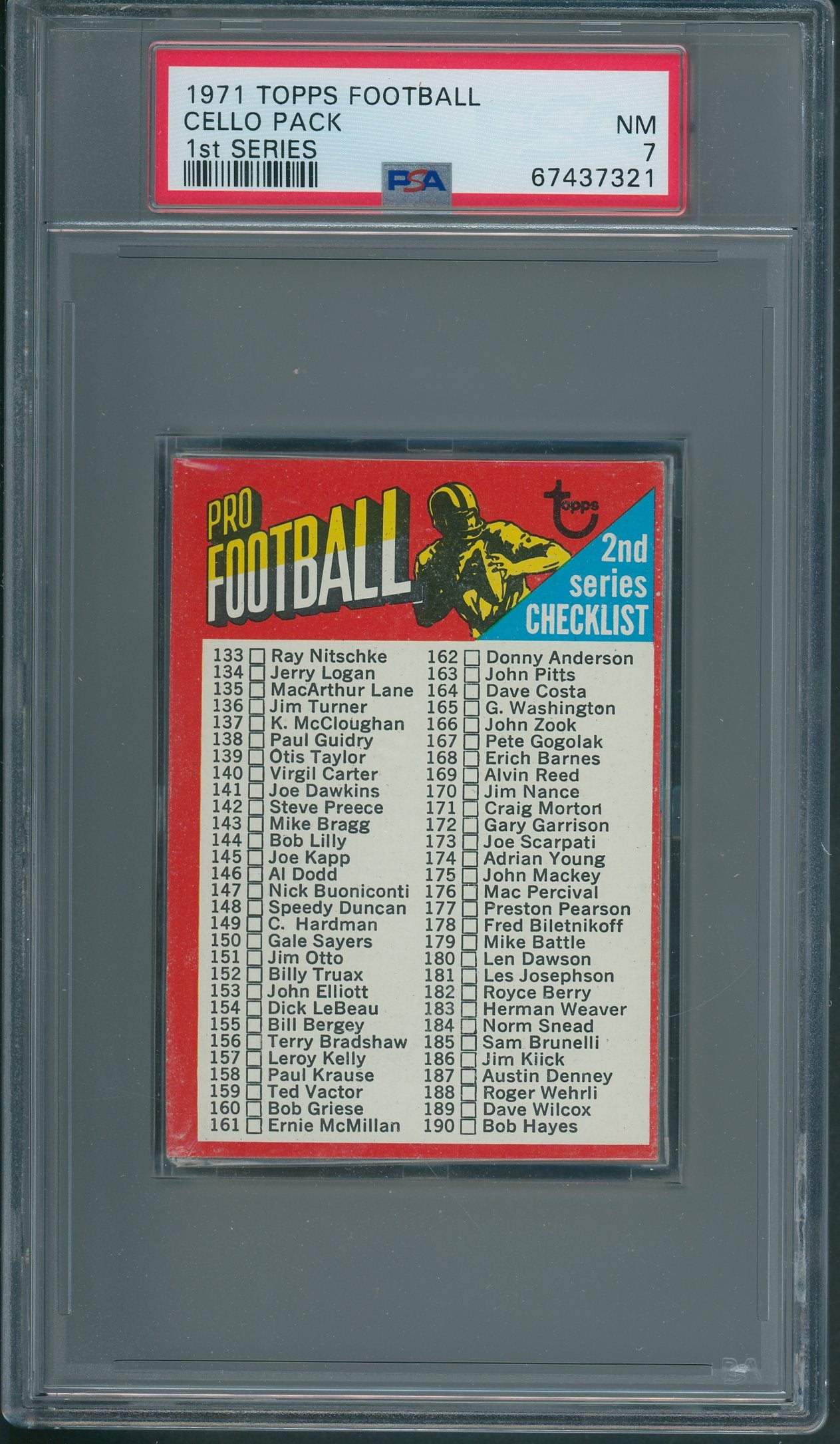 1971 Topps Football Unopened 1st Series Cello Pack PSA 7 *7321