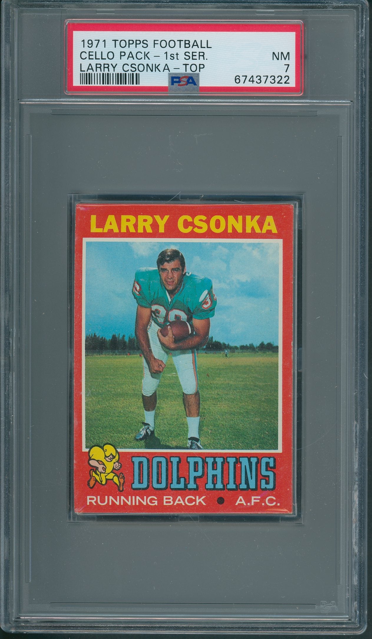 1971 Topps Football Unopened Series 1 Cello Pack Larry Csonka Top PSA 7 *7322