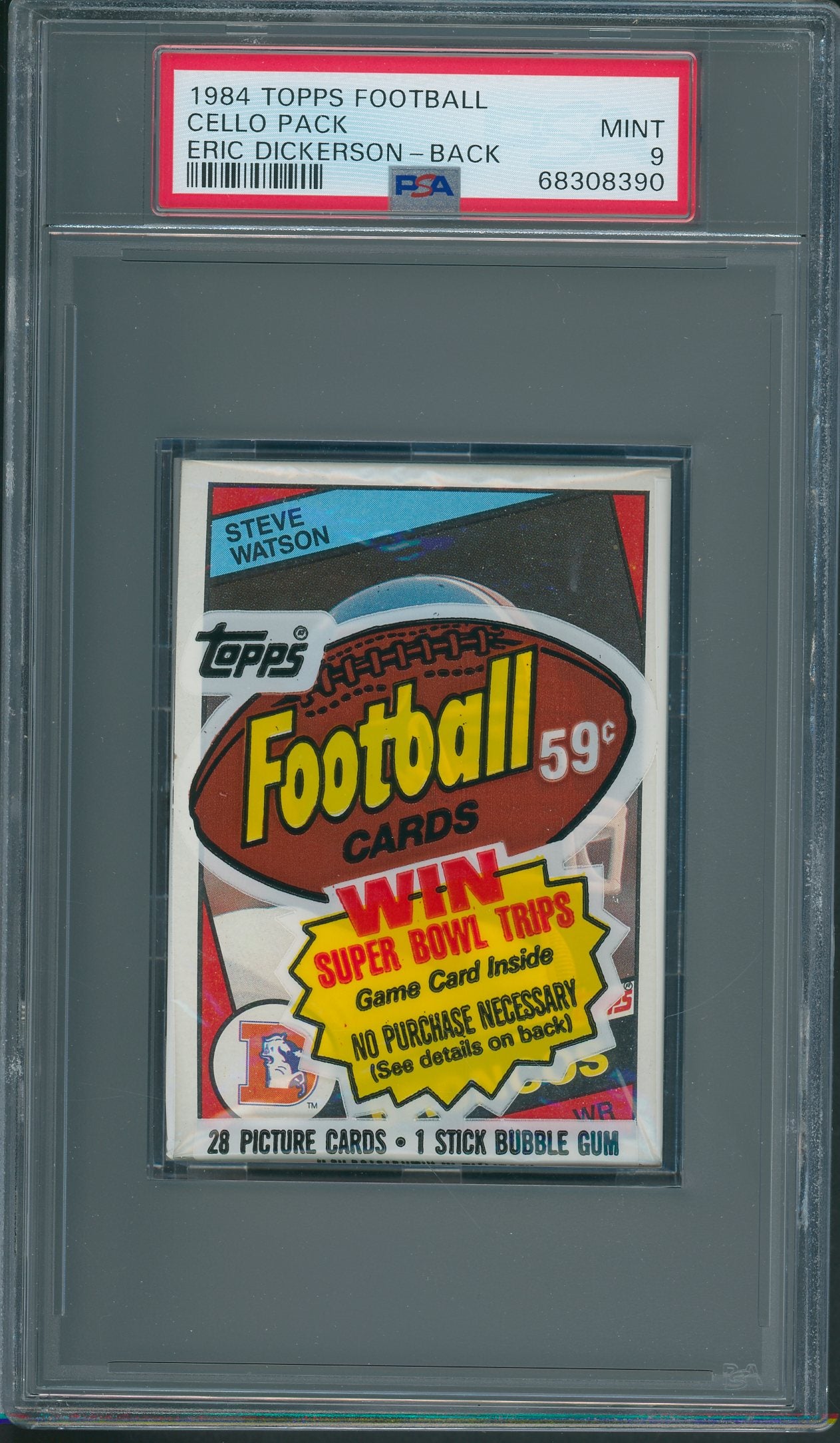 1984 Topps Football Unopened Cello Pack PSA 9 Dickerson Back *8390