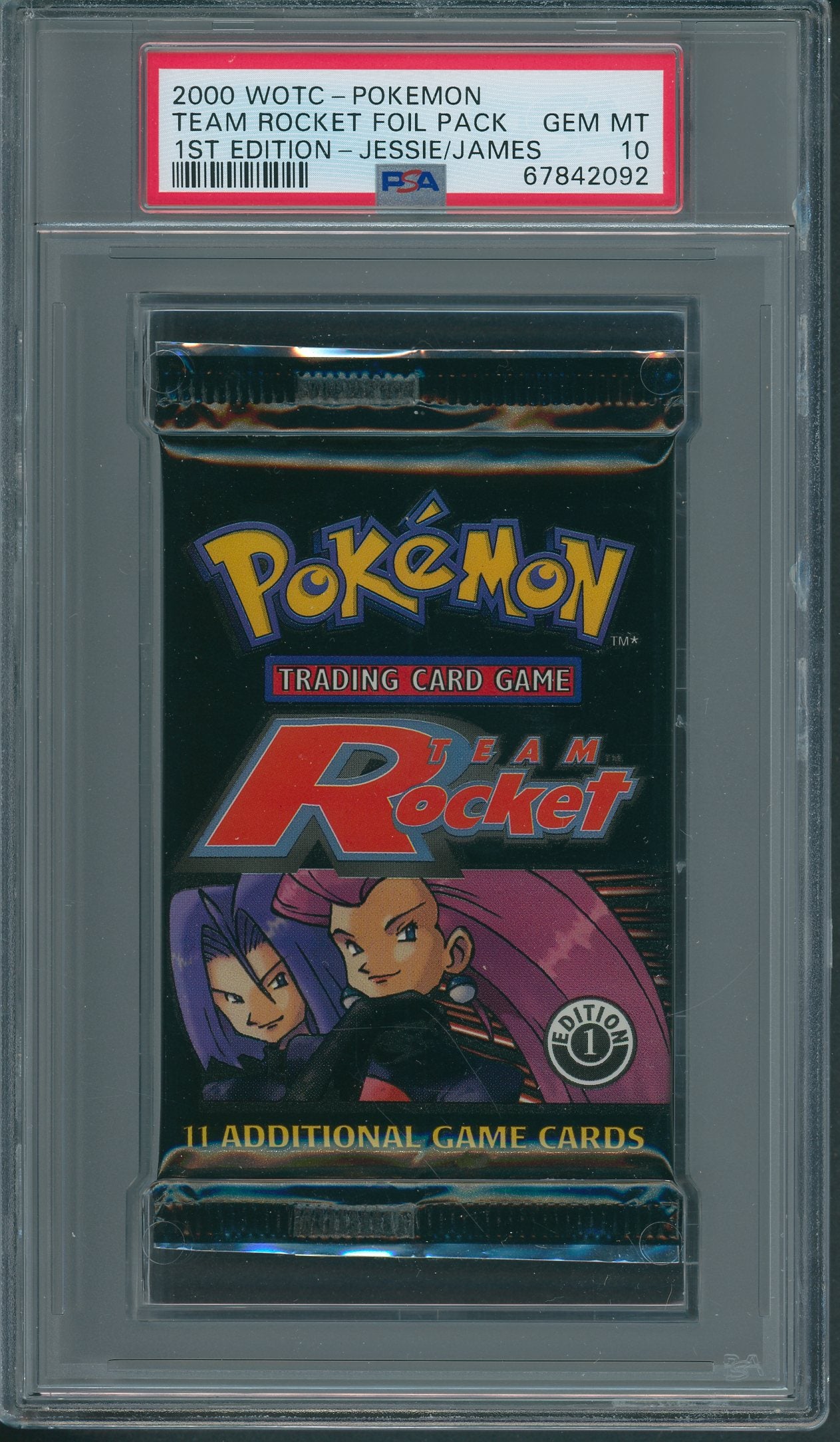2000 WOTC Pokemon Team Rocket Unopened 1st Edition Foil Pack Jessie/James PSA 10 *2092