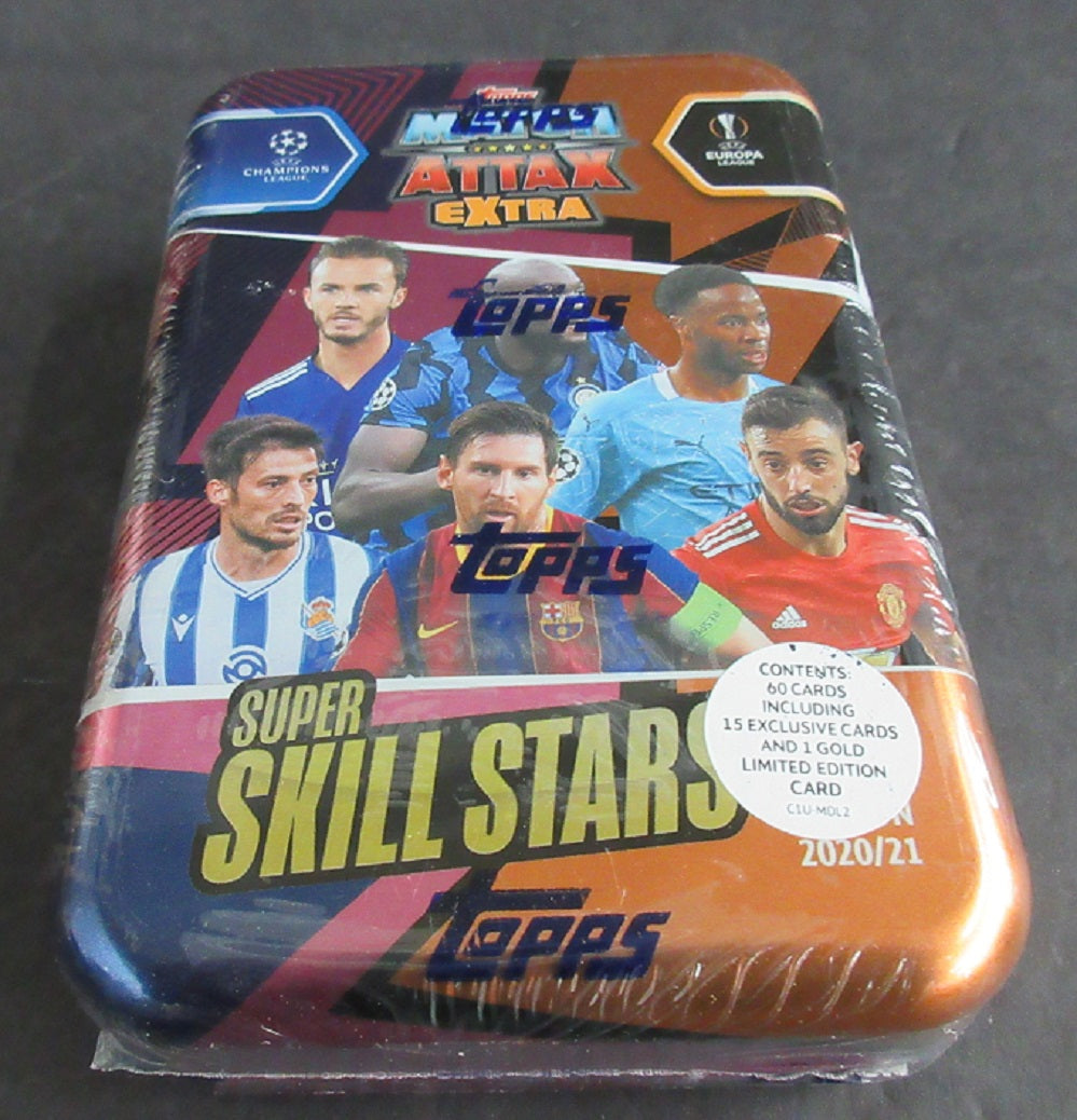 2020 2020/21 Topps Match Attax Extra UEFA Super Skill Stars Soccer Box (Tin) (60 Cards)