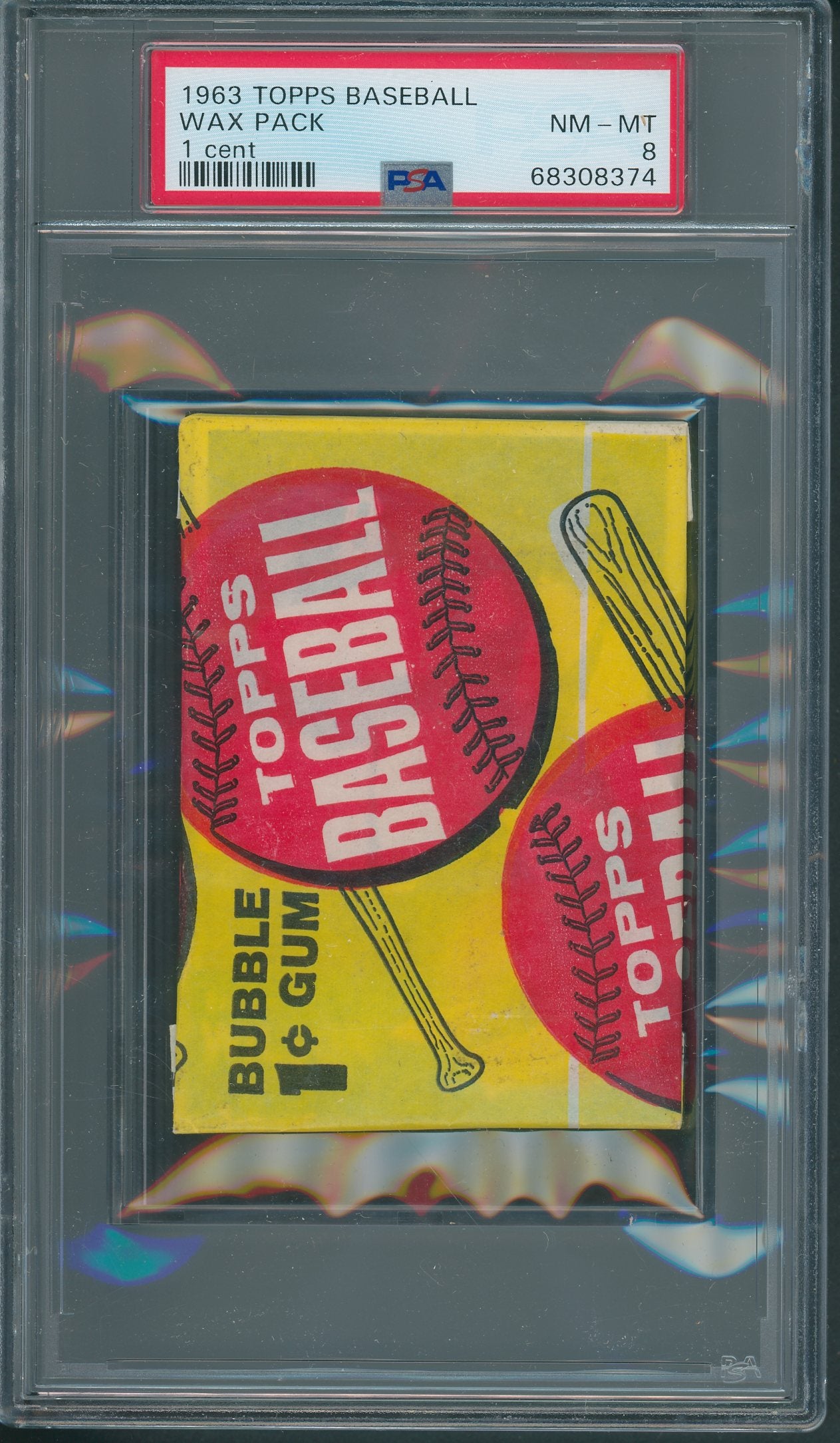 1963 Topps Baseball Unopened 1 Cent Wax Pack PSA 8 *8374