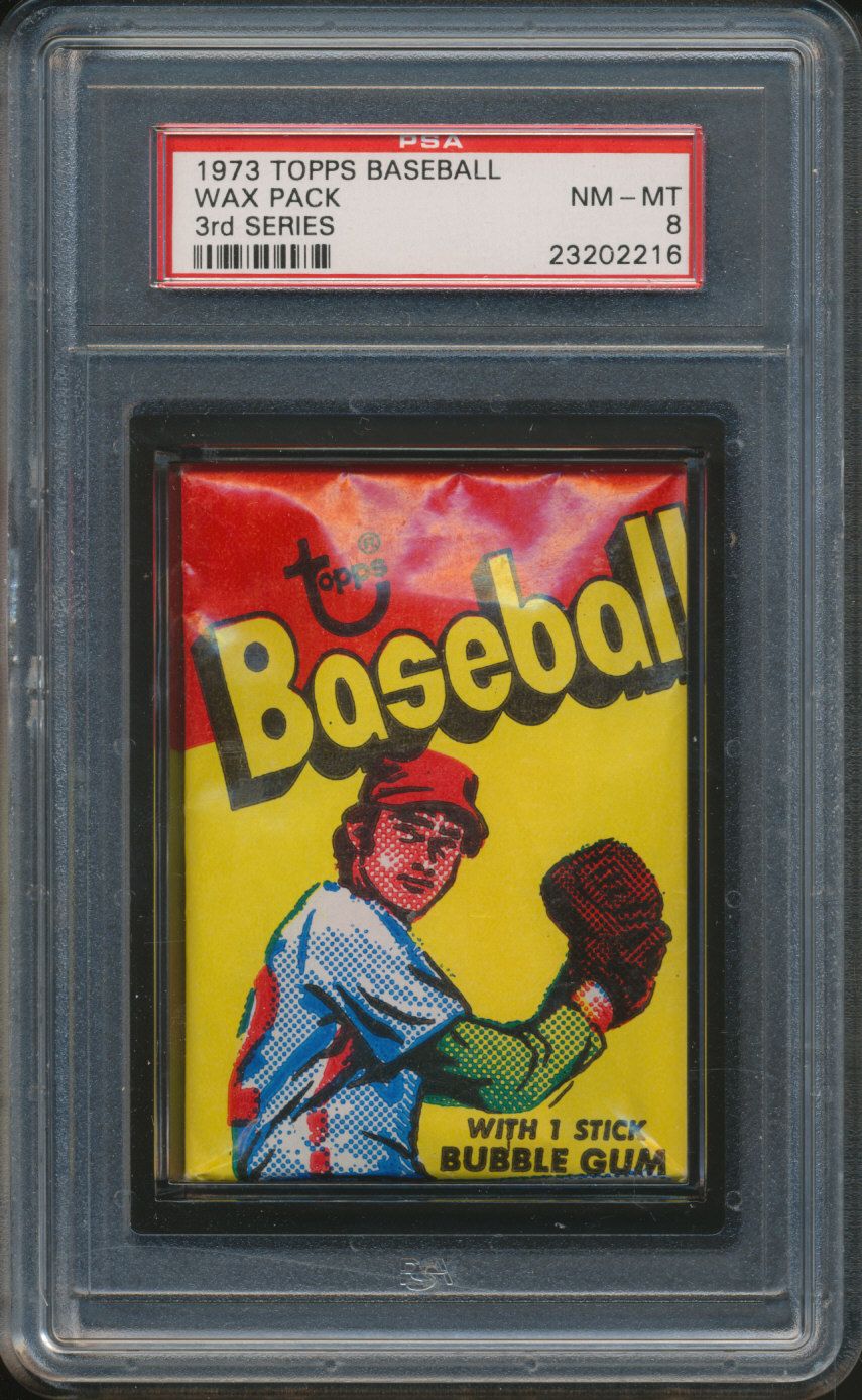 1973 Topps Baseball Unopened Series 3 Wax Pack PSA 8