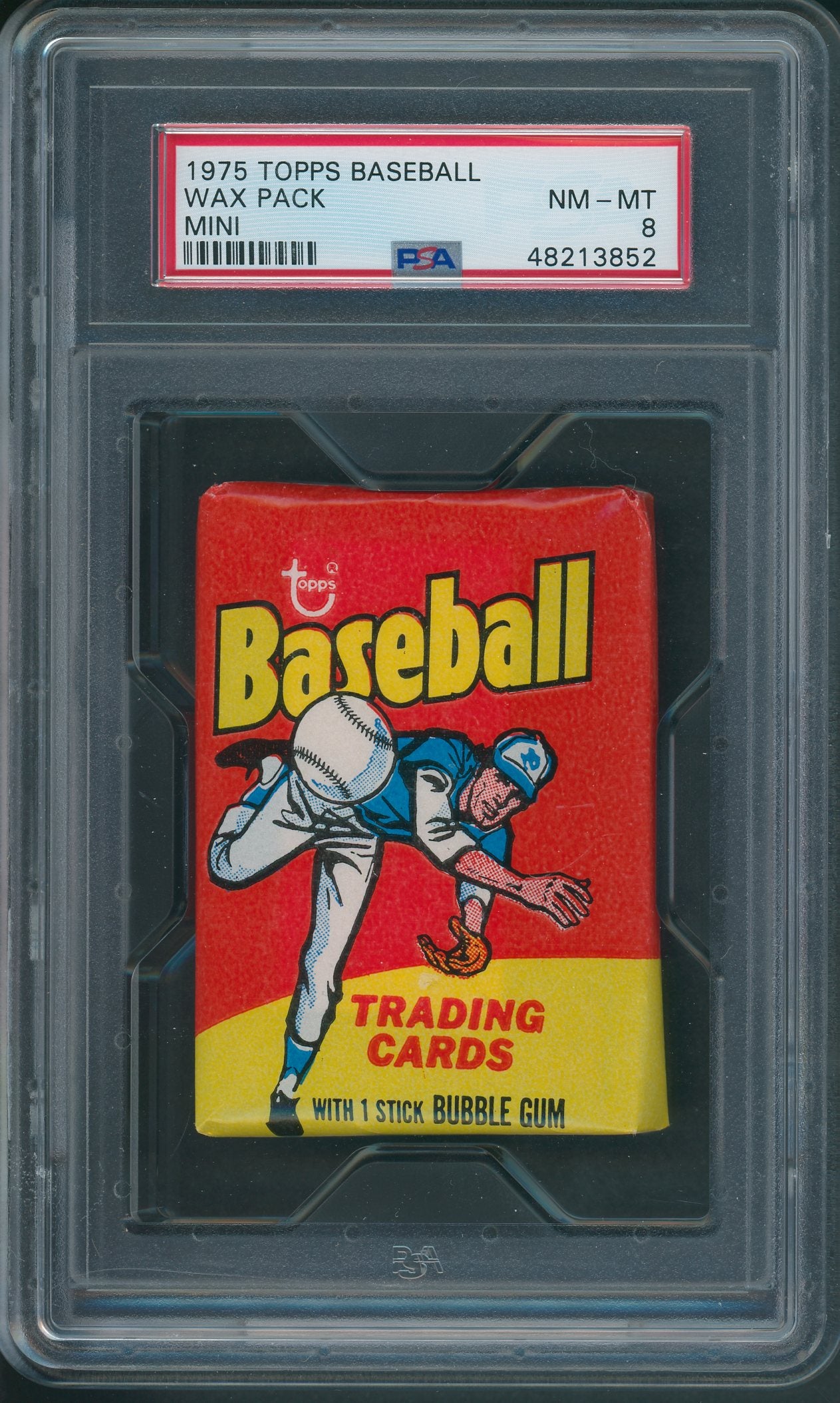 1975 Topps Baseball Unopened Mini Wax Pack PSA 8