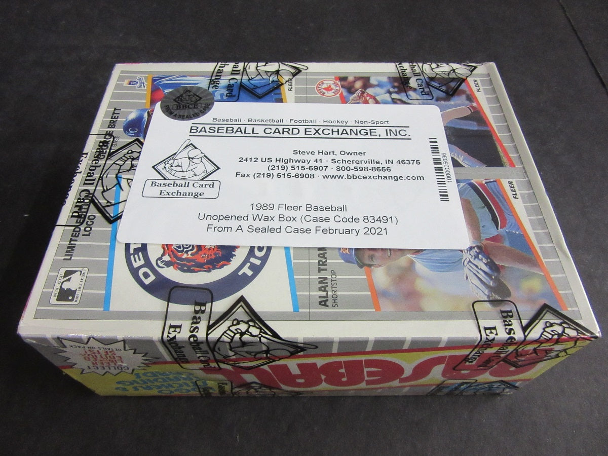 1989 Fleer Baseball Unopened Wax Box (FASC) (Code 83491)