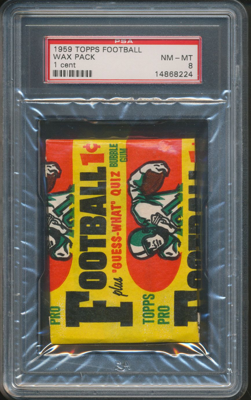 1959 Topps Football Unopened 1 Cent Wax Pack PSA 8 (Repeating)