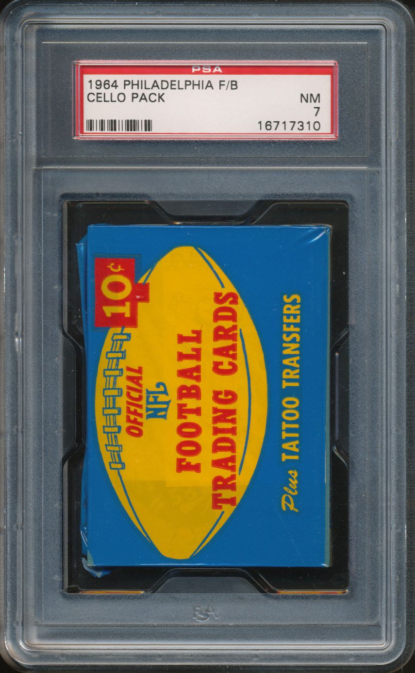 1964 Philadelphia Football Unopened Cello Pack PSA 7 (Blue)