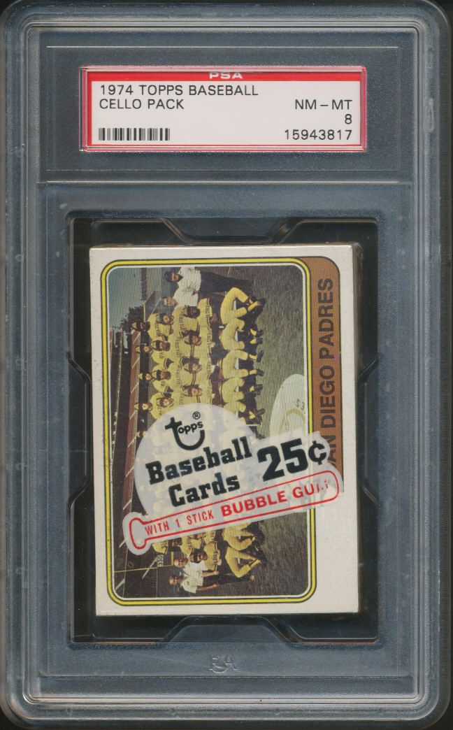 1974 Topps Baseball Unopened Cello Pack PSA 8