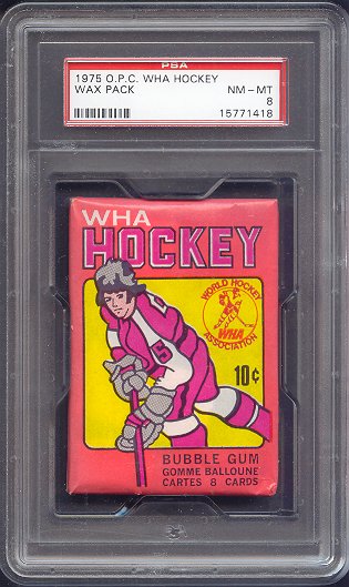 1975/76 OPC O-Pee-Chee WHA Hockey Unopened Wax Pack PSA 8