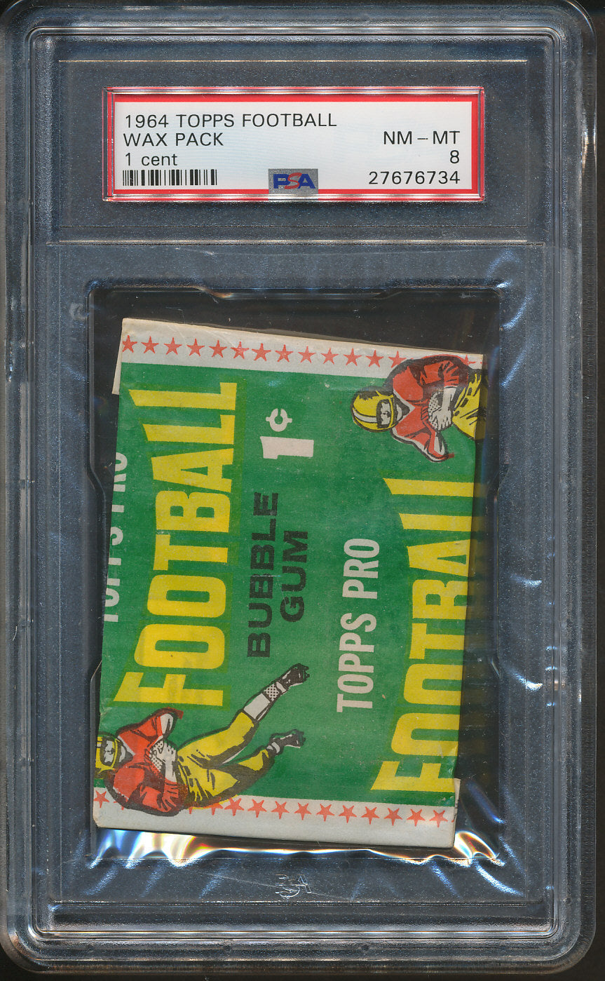 1964 Topps Football Unopened 1 Cent Wax Pack PSA 8