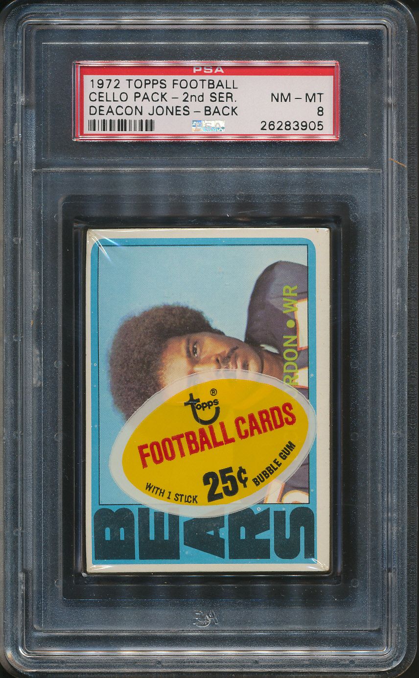 1972 Topps Football Unopened 2nd Series Cello Pack PSA 8