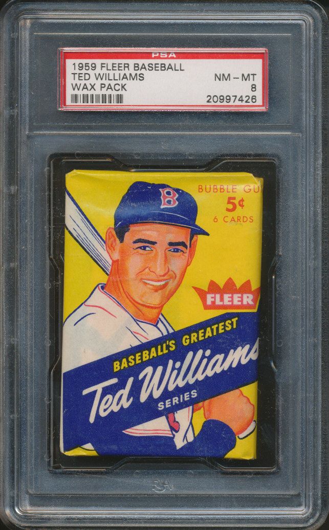 1959 Fleer Baseball Ted Williams Unopened Wax Pack PSA 8 (6