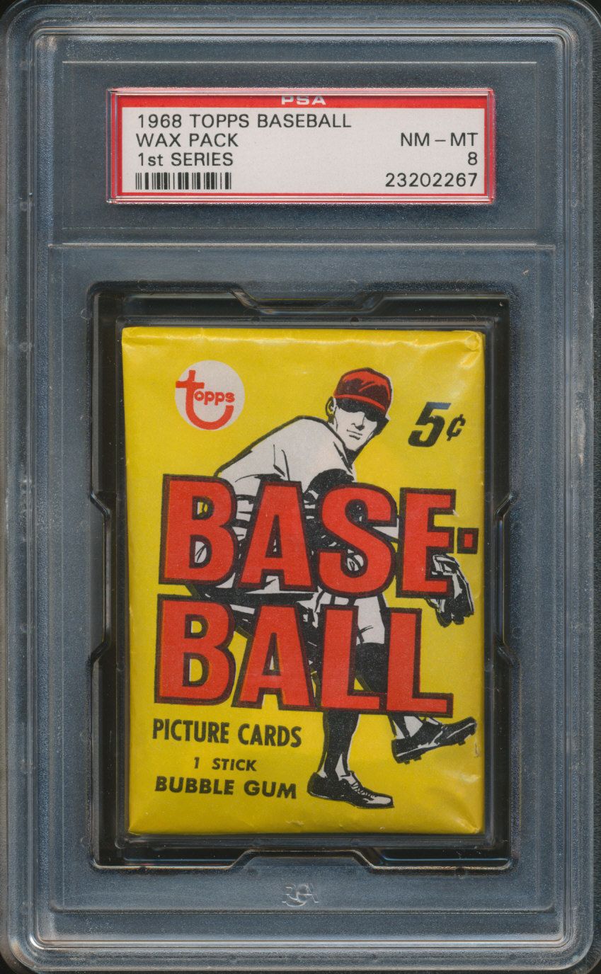 1968 Topps Baseball Unopened Series 1 Wax Pack PSA 8