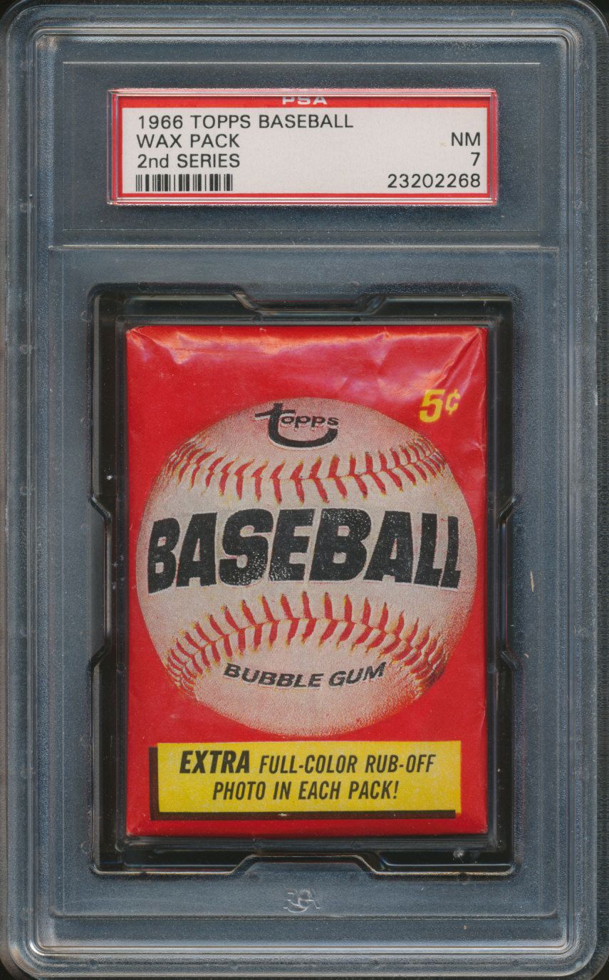 1966 Topps Baseball Unopened 2nd Series Wax Pack PSA 7