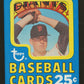 1972 Topps Baseball Unopened 1st Series Cello Pack