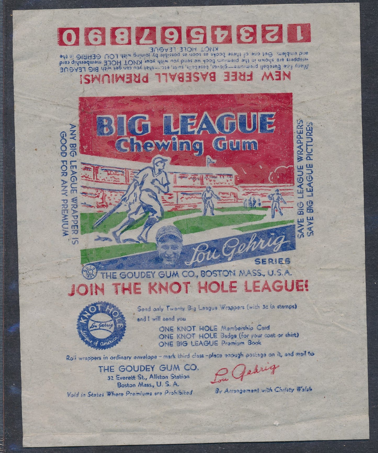1934 Goudey Baseball Wrapper