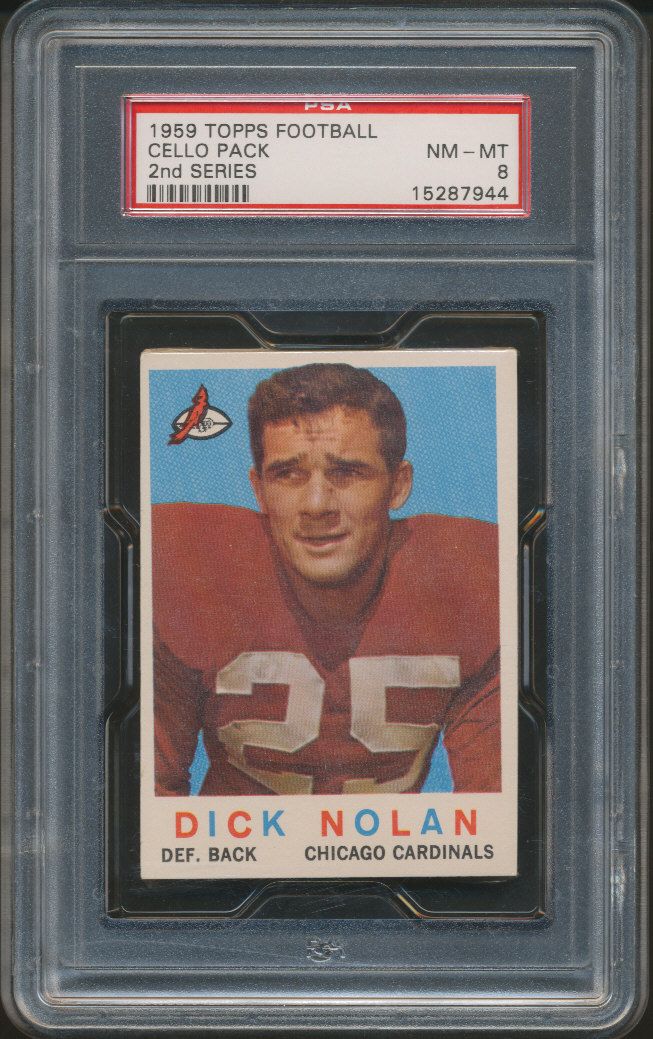 1959 Topps Football Unopened 2nd Series Cello Pack PSA 8