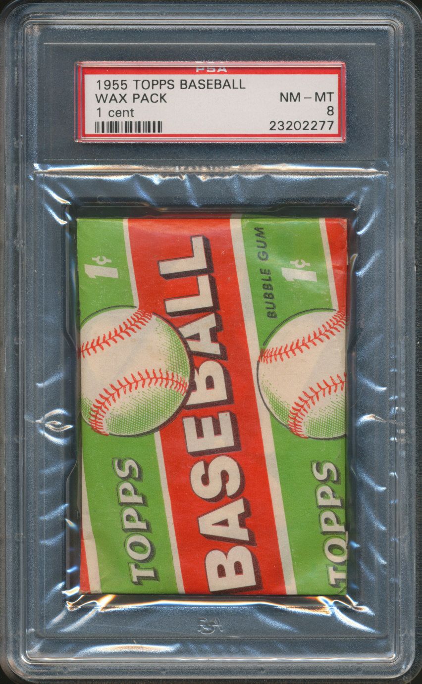 1955 Topps Baseball Unopened 1 Cent Wax Pack PSA 8