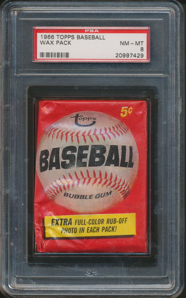 1966 Topps Baseball Unopened Wax Pack PSA 8