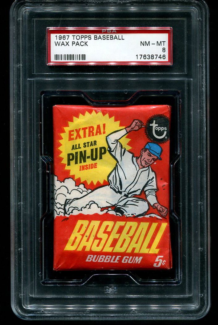 1967 Topps Baseball Unopened Wax Pack PSA 8