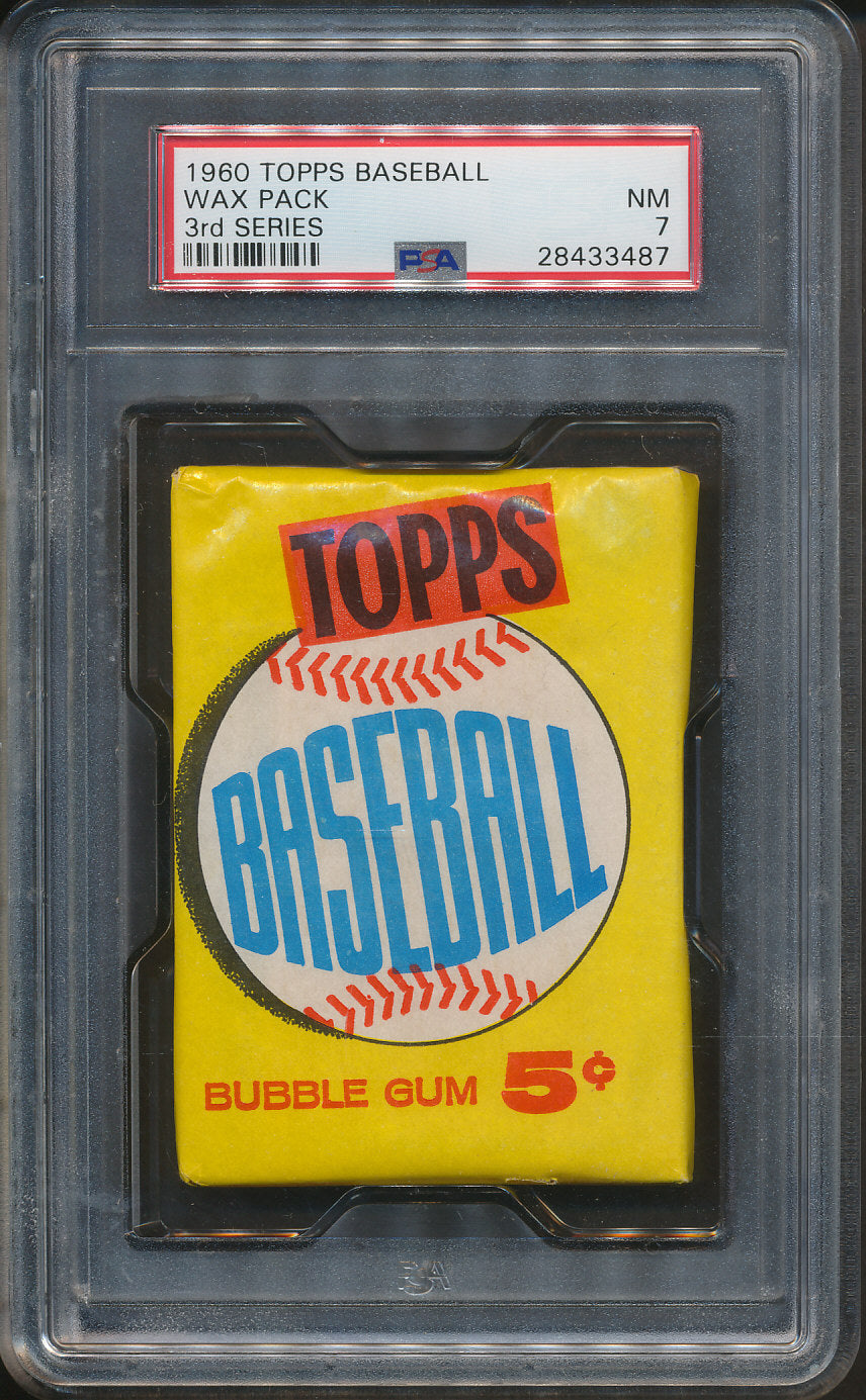 1960 Topps Baseball Unopened 3rd Series Wax Pack PSA 7