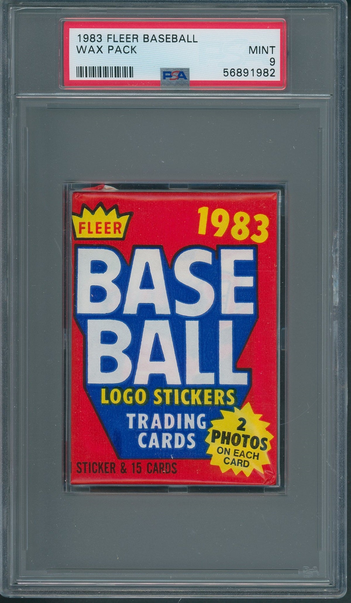 1983 Fleer Baseball Unopened Wax Pack PSA 9