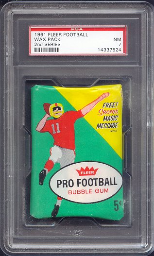 1961 Fleer Football Unopened Series 2 Wax Pack PSA 7