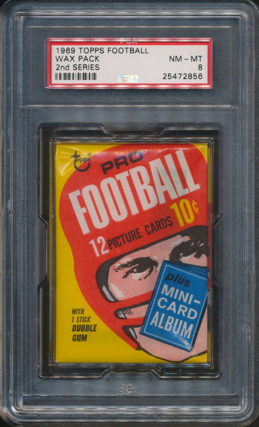 1969 Topps Football Unopened Series 2 Wax Pack PSA 8