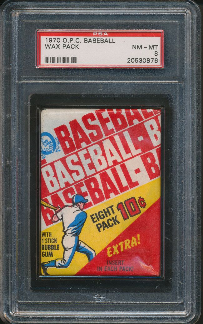 1970 OPC O-Pee-Chee Baseball Unopened Wax Pack PSA 8