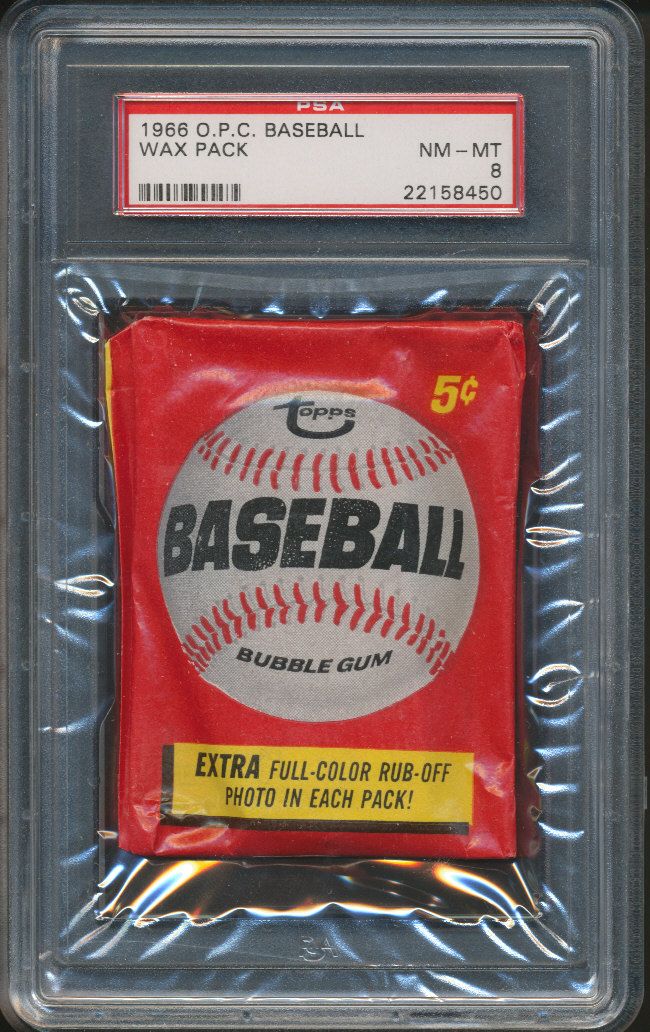 1966 OPC O-Pee-Chee Baseball Unopened Wax Pack PSA 8