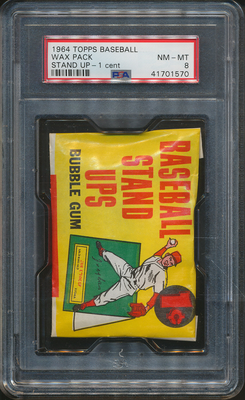 1964 Topps Baseball Stand Up Unopened 1 Cent Wax Pack PSA 8