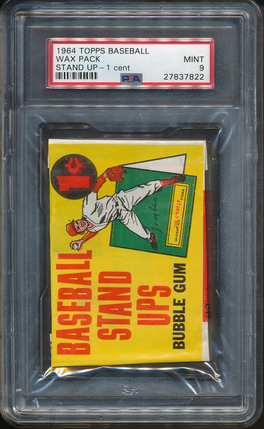 1964 Topps Baseball Stand Up Unopened 1 Cent Wax Pack PSA 9