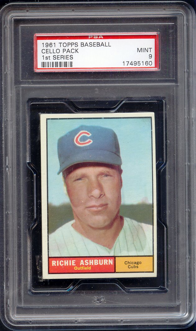 1961 Topps Baseball Unopened 1st Series Cello Pack PSA 9