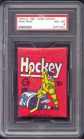 1975/76 OPC O-Pee-Chee Hockey Unopened Wax Pack PSA 8