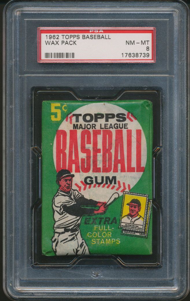 1962 Topps Baseball Unopened Wax Pack PSA 8