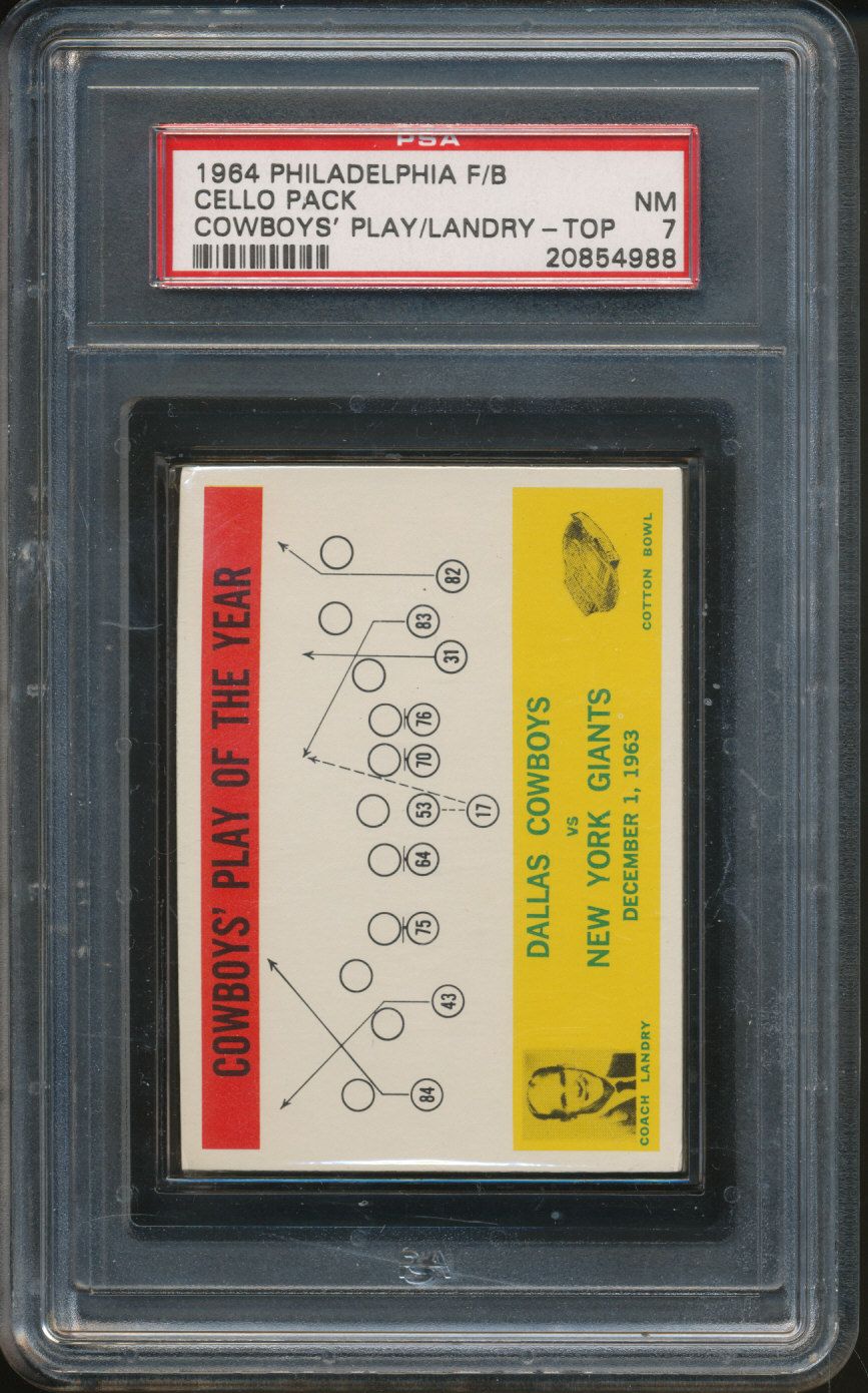 1964 Philadelphia Football Unopened Cello Pack PSA 7 Landry Top