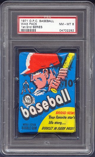 1971 OPC O-Pee-Chee Baseball Unopened Ser 1/2 Wax Pack PSA 8