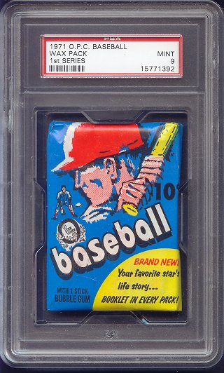 1971 OPC O-Pee-Chee Baseball Unopened Ser 1 Wax Pack PSA 9