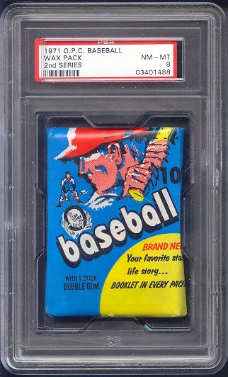 1971 OPC O-Pee-Chee Baseball Unopened Ser 2 Wax Pack PSA 8