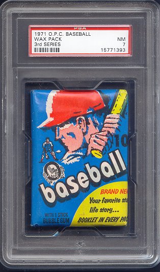 1971 OPC O-Pee-Chee Baseball Unopened Ser 3 Wax Pack PSA 7