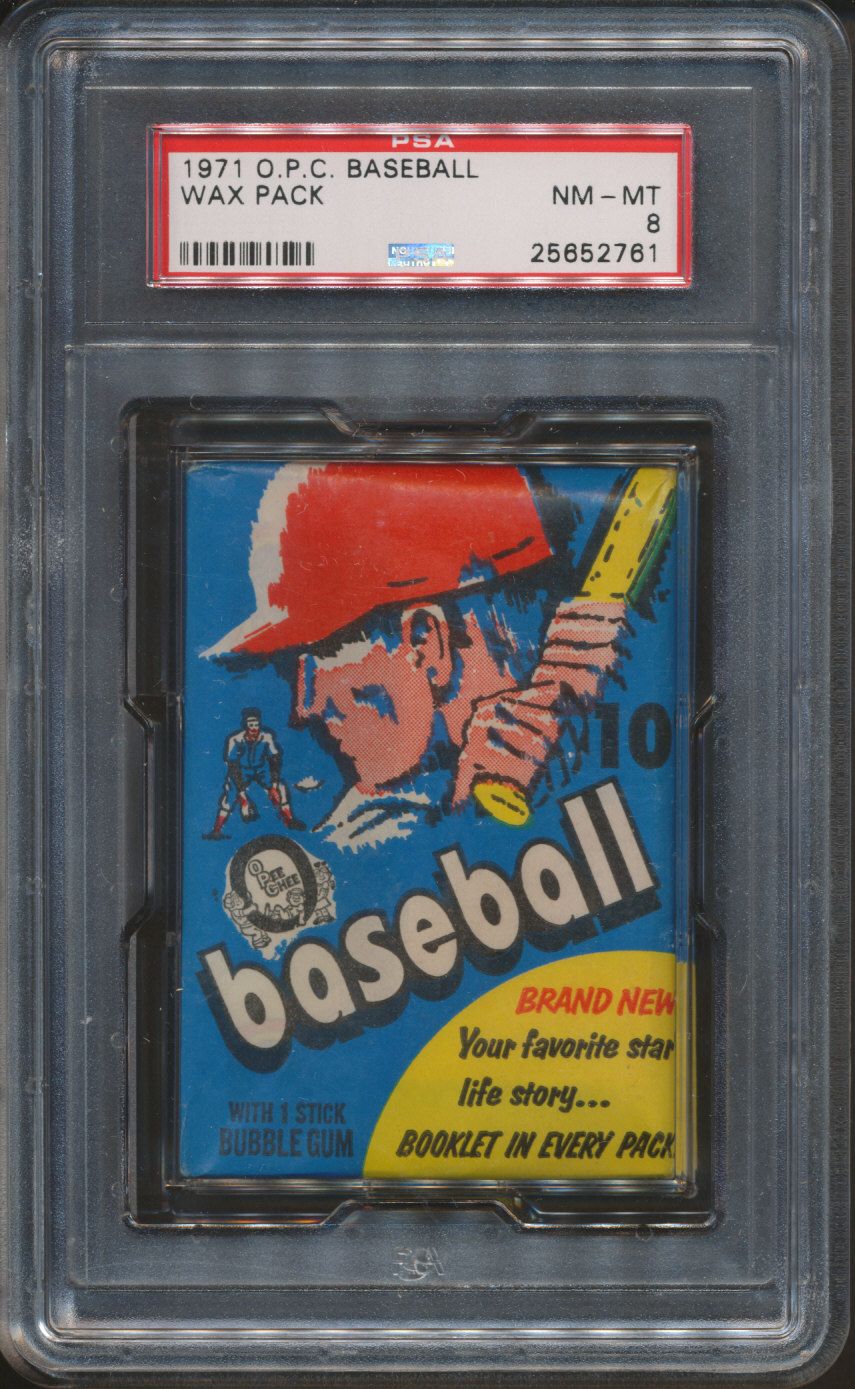 1971 OPC O-Pee-Chee Baseball Unopened Wax Pack PSA 8