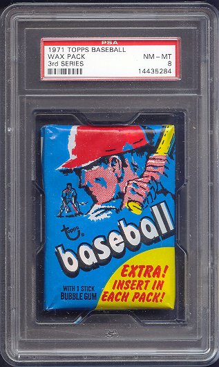 1971 Topps Baseball Unopened Series 3 Wax Pack PSA 8