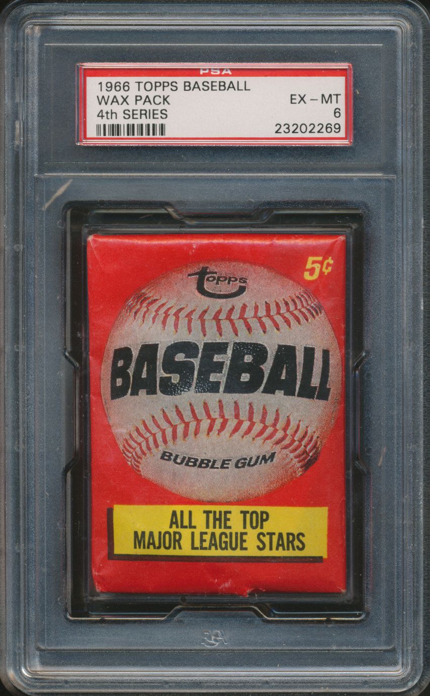 1966 Topps Baseball Unopened 4th Series Wax Pack PSA 6