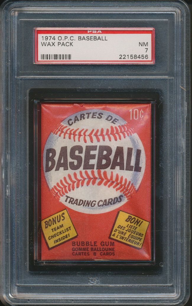 1974 OPC O-Pee-Chee Baseball Unopened Wax Pack PSA 7