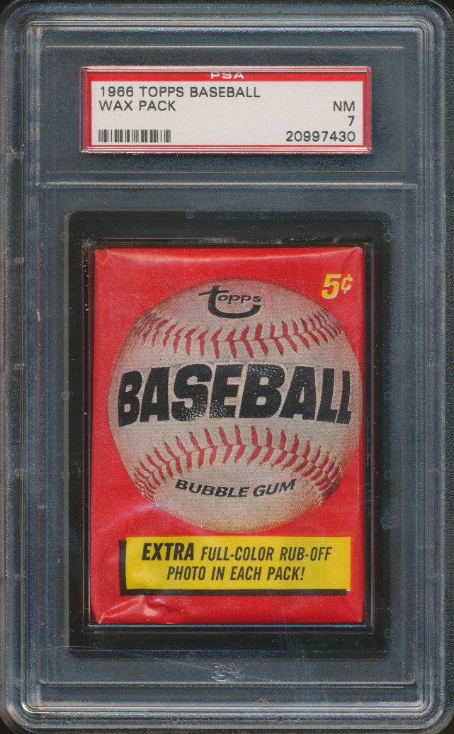 1966 Topps Baseball Unopened Wax Pack PSA 7