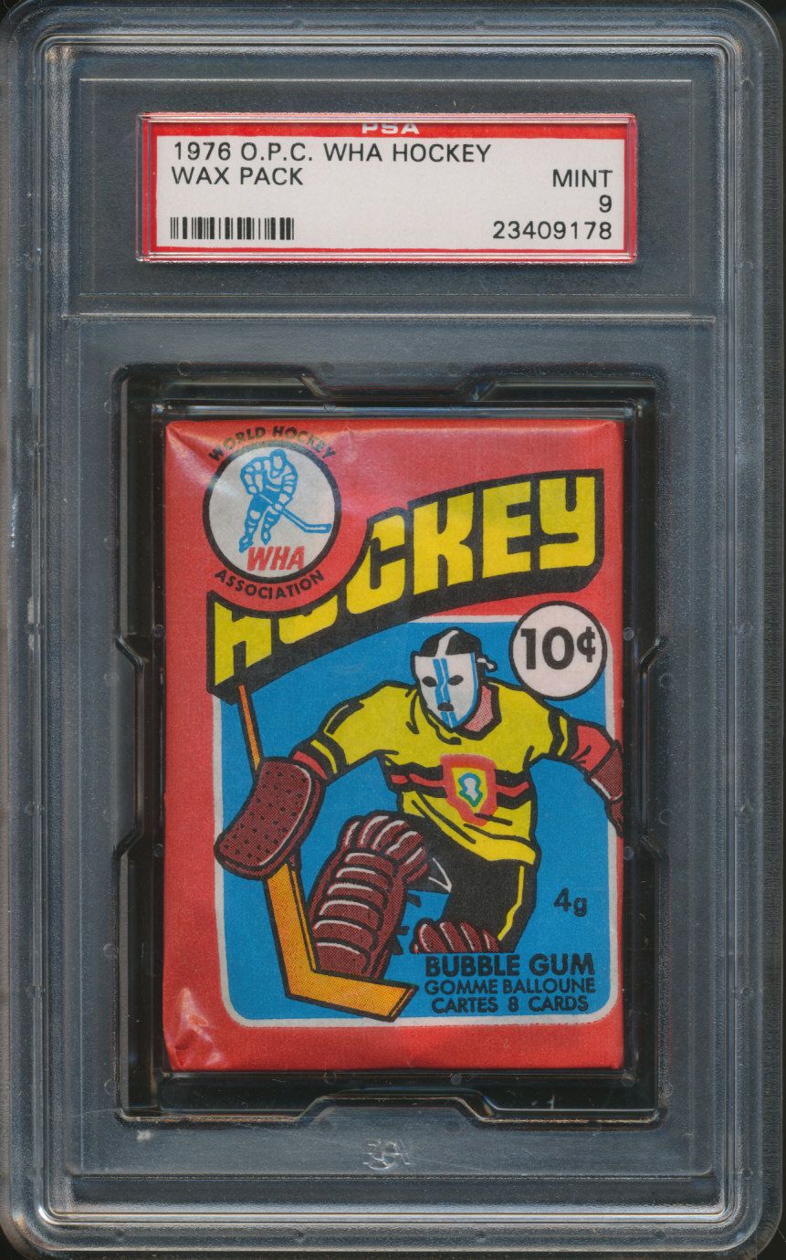 1976/77 OPC O-Pee-Chee WHA Hockey Unopened Wax Pack PSA 9