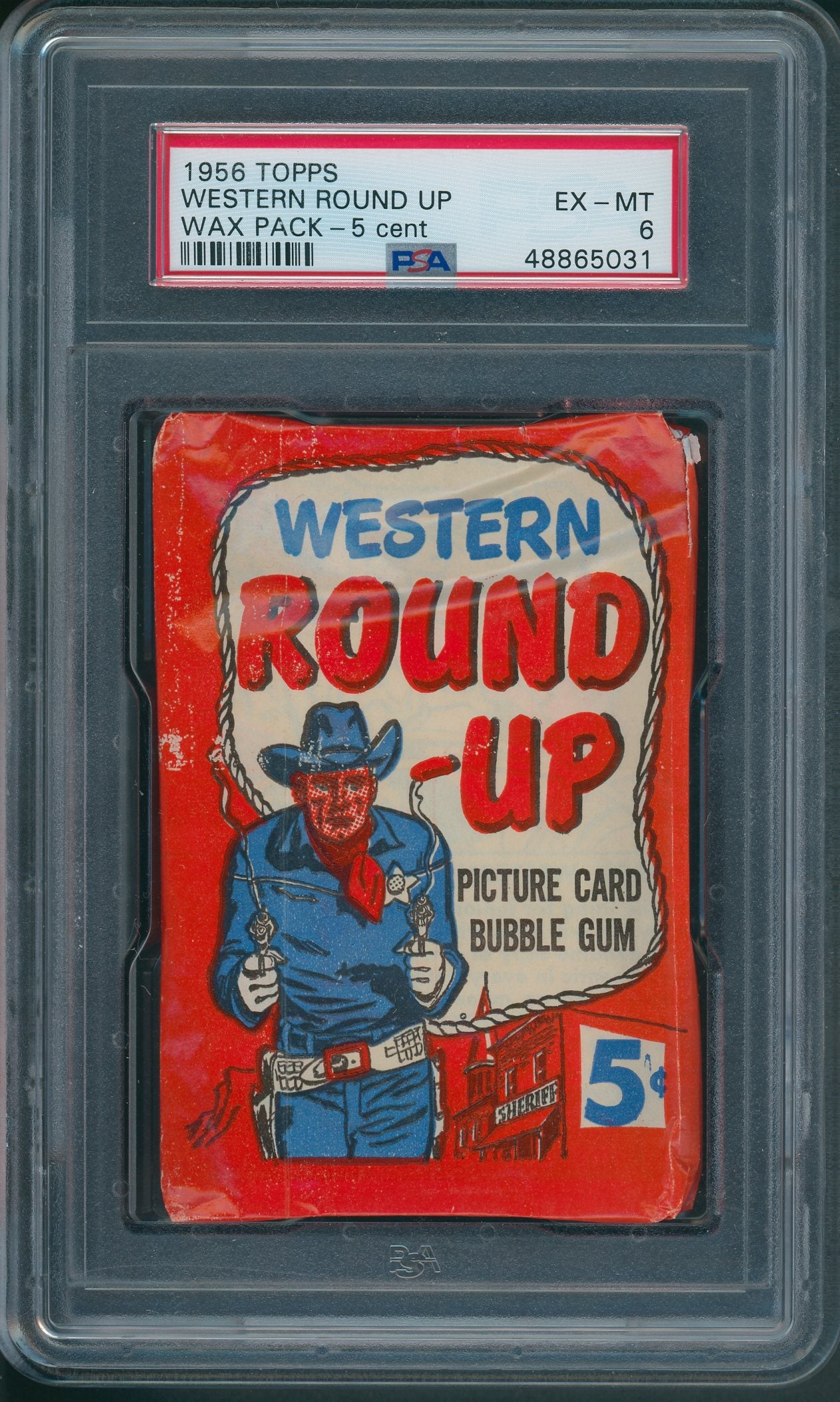 1956 Topps Western Round-Up Unopened 5 Cent Wax Pack PSA 6 *5031