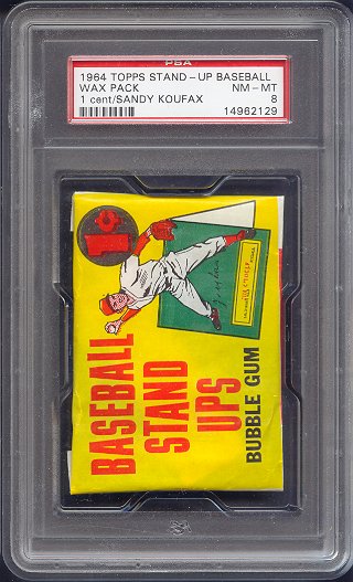 1964 Topps Baseball Unopened Stand Up 1 Cent Wax Pack PSA 8 Koufax